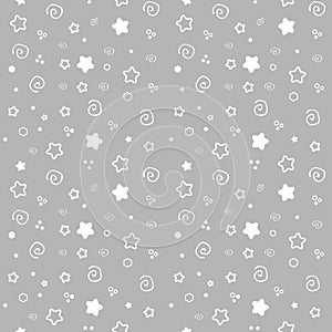 Seamless pattern baby set on grey background. cute delicate illustration, soft Pastel color. printing on paper and