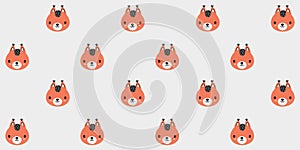 Seamless pattern of baby squirrel faces.Vector.