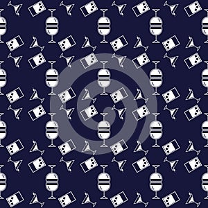 Seamless pattern background alcoholic beverages. White silhouettes on a dark background vector