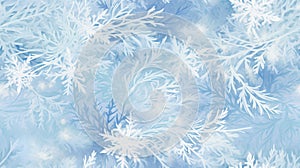 Seamless pattern background of beauty of a winter with snowflakes, frost patterns and crystalline formations