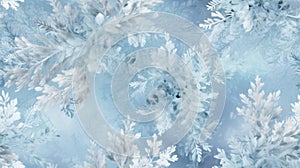Seamless pattern background of beauty of a winter with snowflakes, frost patterns and crystalline formations