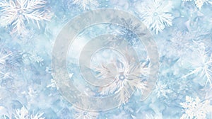 Seamless pattern background of beauty of a winter with snowflakes, frost patterns and crystalline formations