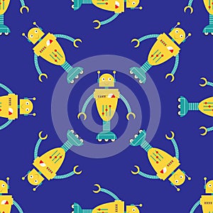 Seamless pattern background with cartoon robots