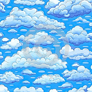 Seamless pattern background of clouds on blue sky