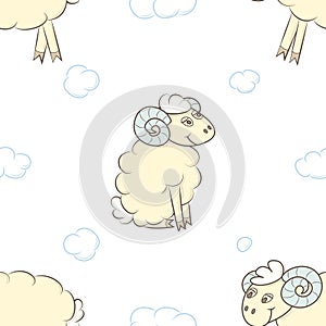 Seamless pattern background with cute sheep.