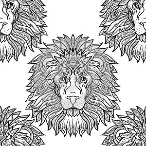 Seamless pattern, background with ethnic patterned ornate animal