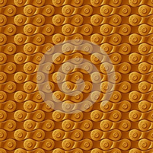 Seamless pattern, background, golden metal bicycle chain
