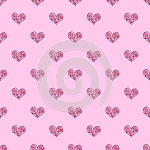 Seamless pattern background heart. Repeating heart pattern. Pink heart pattern. The Greek heart pattern