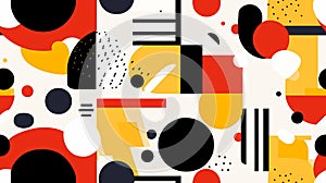 Seamless pattern background inspired by the geometric and abstract art of the Bauhaus movement with geometric shapes and