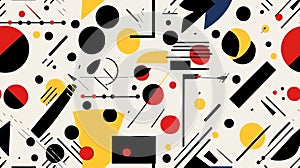Seamless pattern background inspired by the geometric and abstract art of the Bauhaus movement with geometric shapes and