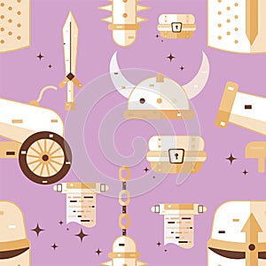 Seamless pattern background with medieval weapon icons Vector