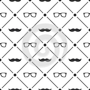 Seamless pattern background with mustached and glasses