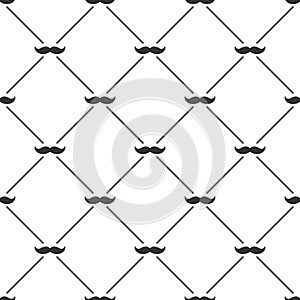 Seamless pattern background with mustached isolated white background