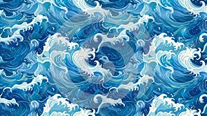 Seamless pattern background with ocean waves.