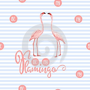 Seamless pattern, background. with pink flamingos