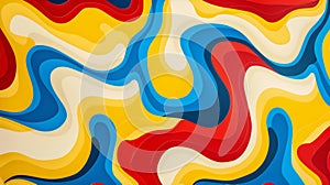 Seamless pattern background pop art in the colors: red, blue, white, black and yellow.