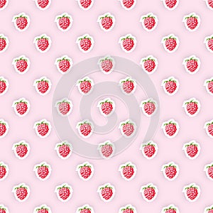 Seamless pattern background with raspberry fruit