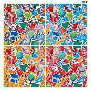 Seamless pattern background of school subjects with white stroke