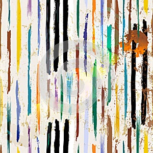 Seamless pattern background, with stripes, paint strokes and splashes