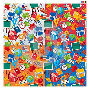 Seamless pattern background texture of school items