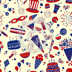 Seamless pattern background for 4th of July Independence Day America