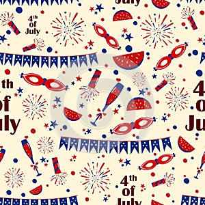 Seamless pattern background for 4th of July Independence Day America