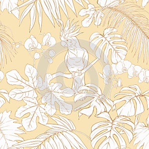 Seamless pattern, background. with tropical plants