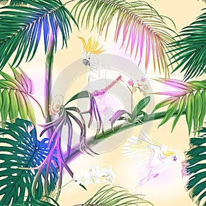 Seamless pattern, background. with tropical plants