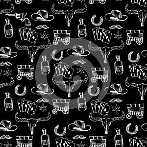 Seamless pattern background western cowboy.