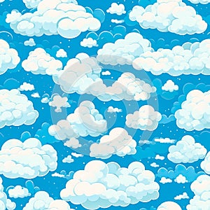 Seamless pattern background with white clouds on blue sky