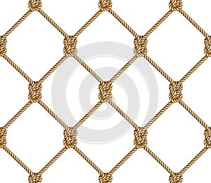 Seamless pattern, background, yellow rope woven in the form fishing net