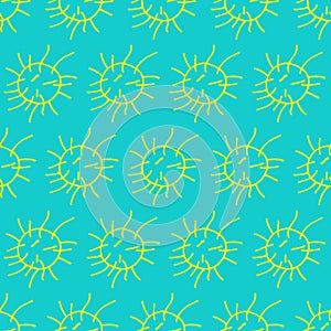 Seamless pattern of bacteria virus vector illustration. Pollen molecules in the air. Spring exacerbation of allergies. Outline photo