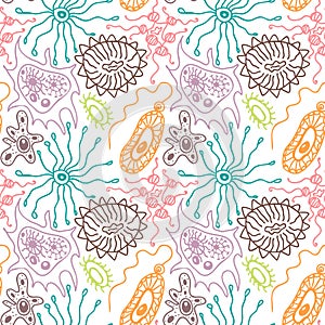 Seamless pattern with bacteria