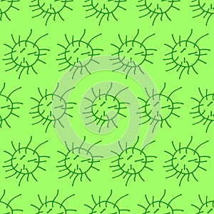 Seamless pattern of bacteria virus vector illustration. Pollen molecules in the air. Spring exacerbation of allergies. Outline Doo photo