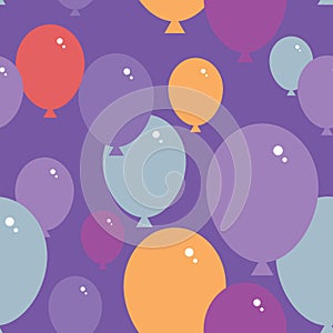 Seamless pattern with balloons. Purple, pink, blue, orange background. vector