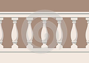 Seamless pattern of balustrade. The enclosure of the balcony or veranda. Architectural part of the order.