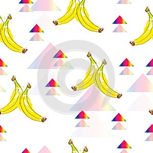 Seamless pattern with banana fruits vector - summer theme