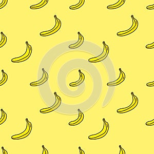 Seamless pattern of bananas on yellow background in flat style. ready to use for cloth, textile, wrap and other