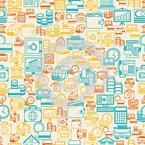 Seamless pattern of banking icons