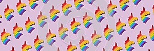 Seamless pattern banner popit toy unicorn purple