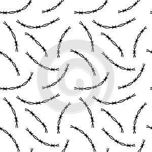 Seamless pattern with barbed wire. Vector illustration