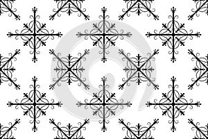 Seamless pattern. Baroque, rococo style wallpaper design. Seamless retro elements background. Vintage style crosses.