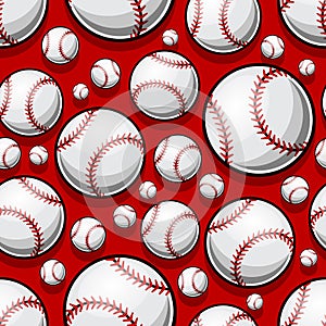 Seamless pattern with baseball softball ball graphics.