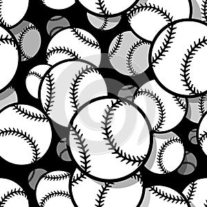 Seamless pattern with baseball softball ball graphics.