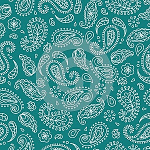 Seamless pattern based on ornament paisley Bandana print. Vector background