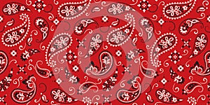 Seamless pattern based on ornament paisley Bandana Print. Vector ornament paisley Bandana Print. Silk neck scarf or