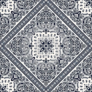 Seamless pattern based on ornament paisley Bandana Print. Vector ornament paisley Bandana Print. Silk neck scarf or