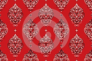 Seamless pattern based on ornament paisley Bandana Print. Vector ornament paisley Bandana Print. Silk neck scarf or