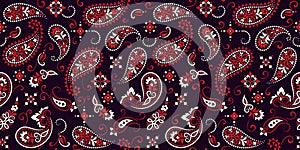 Seamless pattern based on ornament paisley Bandana Print. Vector ornament paisley Bandana Print. Silk neck scarf or