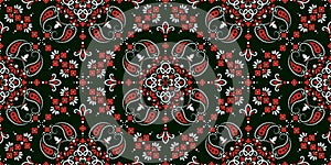 Seamless pattern based on ornament paisley Bandana Print. Vector ornament paisley Bandana Print. Silk neck scarf or